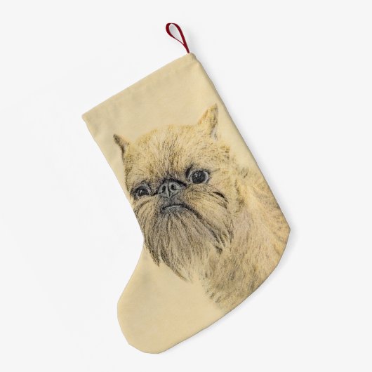 Brussels Griffon Painting - Niedliche Hundekunst Kleiner Weihnachtsstrumpf (Rückseite (Hängend))