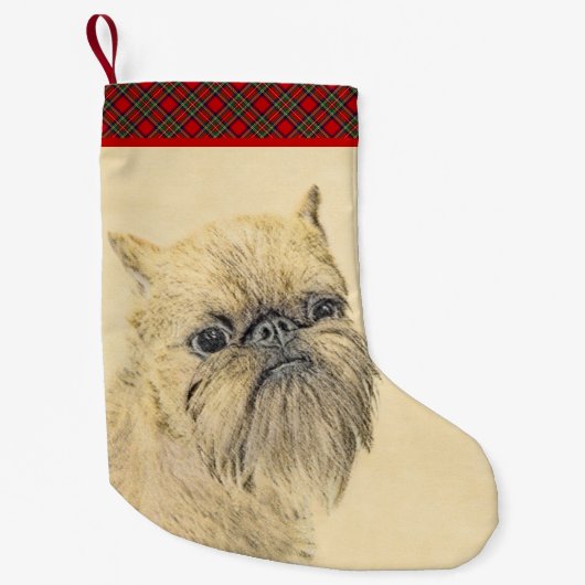 Brussels Griffon Painting - Niedliche Hundekunst Kleiner Weihnachtsstrumpf (Vorderseite)