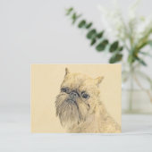 Brussels Griffon Painting - Niedliche Hundekunst Postkarte (Stehend Vorderseite)