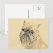 Brussels Griffon Painting - Niedliche Hundekunst Postkarte (Vorne/Hinten)