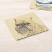 Brussels Griffon Painting - Niedliche Hundekunst Rechteckiger Pappuntersetzer (angewinkelt)