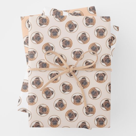 Brussels Griffon Painting Red Smooth Niedlich Dog Geschenkpapier Set (Beispiel)