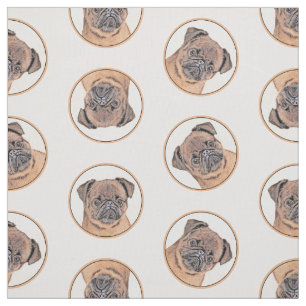 Brussels Griffon Painting Red Smooth Niedlich Dog  Stoff