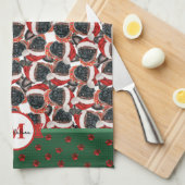 Brussels Griffon Pattern Monogram Christmas Dog Geschirrtuch (Viertel Falte)