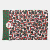 Brussels Griffon Pattern Monogram Christmas Dog Geschirrtuch (Horizontal)