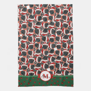 Brussels Griffon Pattern Monogram Christmas Dog Geschirrtuch