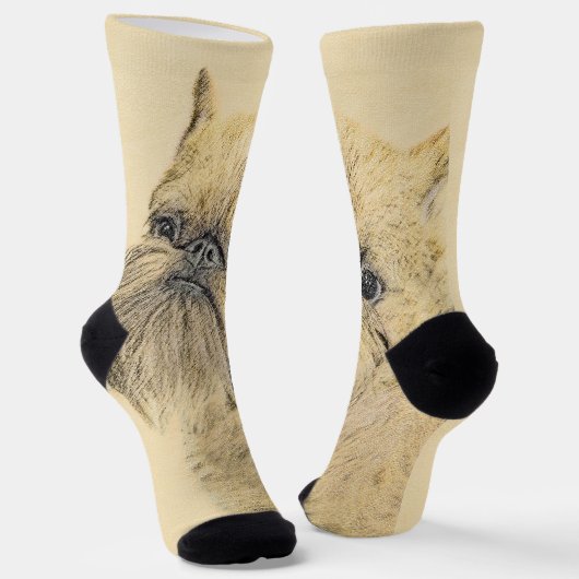 Brussels Griffon Rough Painting - Original Hunde A Socken (Gewinkelt)