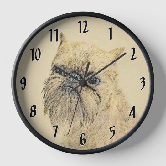 Brussels Griffon Rough Painting - Original Hunde A Uhr (Vorderseite)