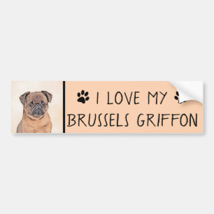 Brussels Griffon Smooth Painting Original Dog Art Autoaufkleber