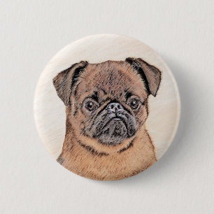 Brussels Griffon Smooth Painting Original Dog Art Button