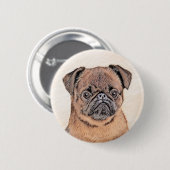 Brussels Griffon Smooth Painting Original Dog Art Button (Vorne & Hinten)