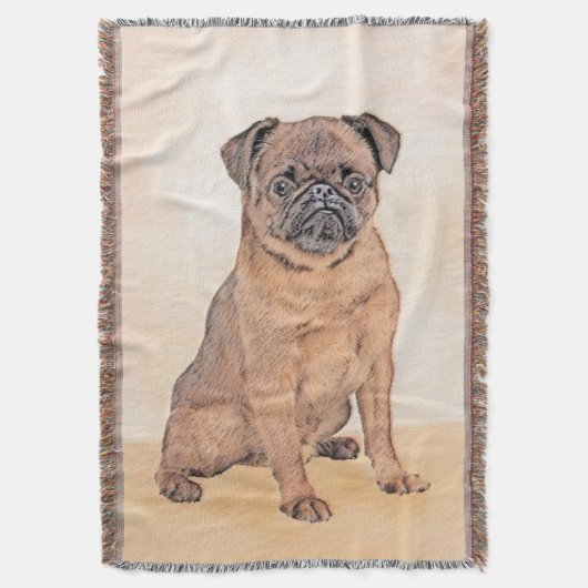 Brussels Griffon Smooth Painting Original Dog Art Decke (Vorderseite Vertikal)