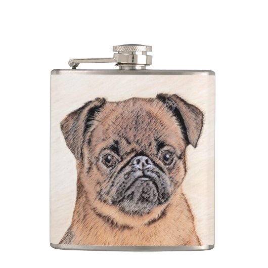Brussels Griffon Smooth Painting Original Dog Art Flachmann (Vorderseite)