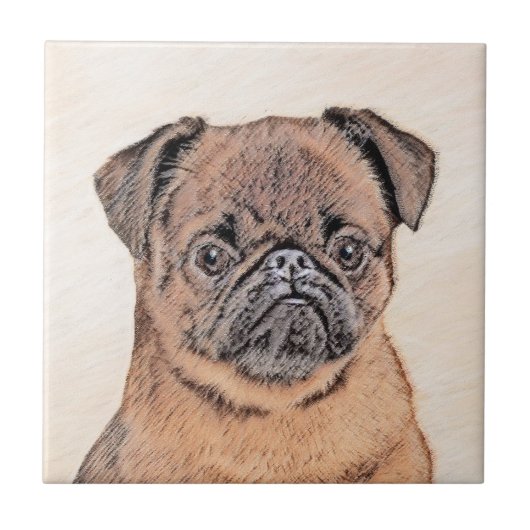 Brussels Griffon Smooth Painting Original Dog Art Fliese (Vorderseite)