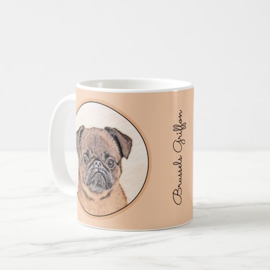 Brussels Griffon Smooth Painting Original Dog Art Kaffeetasse (Vorderseite Links)