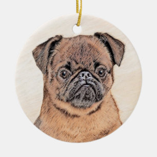 Brussels Griffon Smooth Painting Original Dog Art Keramik Ornament