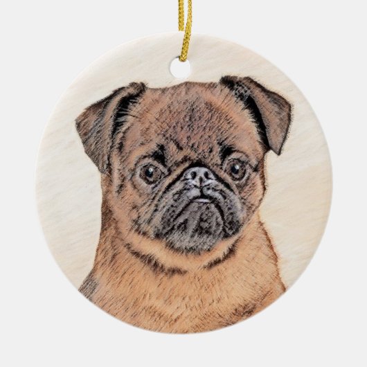 Brussels Griffon Smooth Painting Original Dog Art Keramik Ornament (Vorne)
