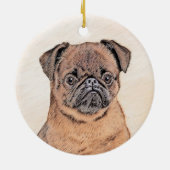 Brussels Griffon Smooth Painting Original Dog Art Keramik Ornament (Hinten)