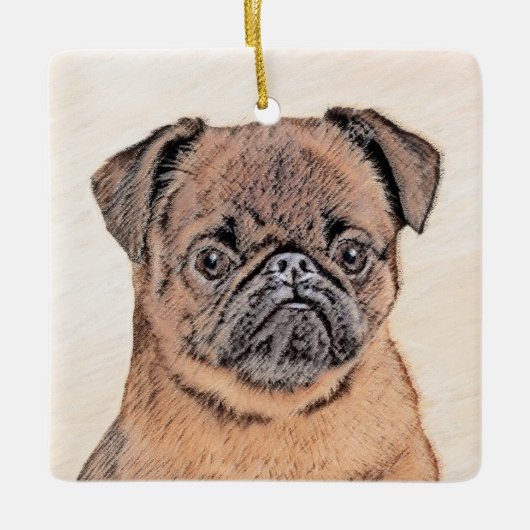 Brussels Griffon Smooth Painting Original Dog Art Keramikornament (Vorderseite)