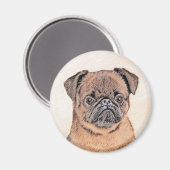 Brussels Griffon Smooth Painting Original Dog Art Magnet (Vorderseite/Rückseite)
