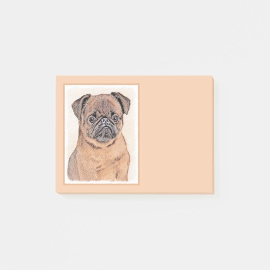 Brussels Griffon Smooth Painting Original Dog Art Post-it Klebezettel (Vorderseite)