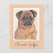 Brussels Griffon Smooth Painting Original Dog Art Postkarte (Vorderseite)