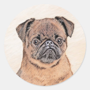 Brussels Griffon Smooth Painting Original Dog Art Runder Aufkleber