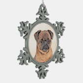 Brussels Griffon Smooth Painting Original Dog Art Schneeflocken Zinn-Ornament (Links)