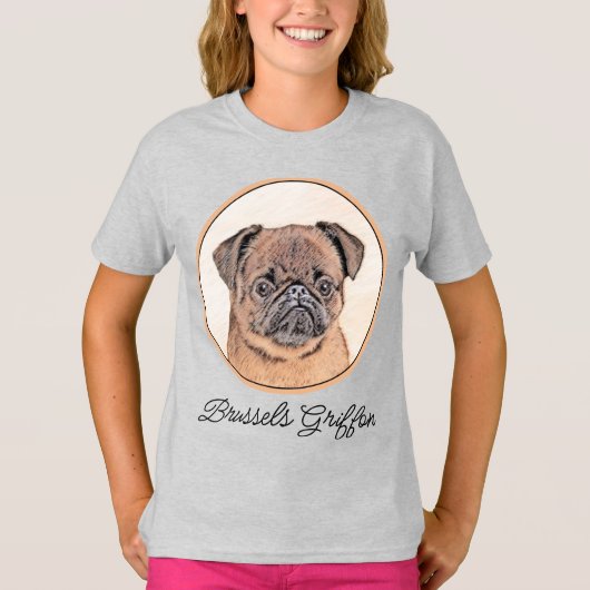 Brussels Griffon Smooth Painting Original Dog Art T-Shirt (Vorderseite)