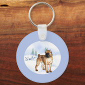 Brussels Griffon Weihnachten Schlüsselanhänger (Vorderseite)