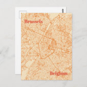 Brussels Map Postkarte (Vorne/Hinten)