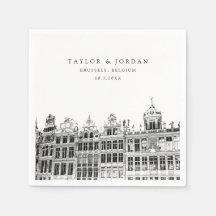 Brussels Wedding Paper Cocktail Napkin