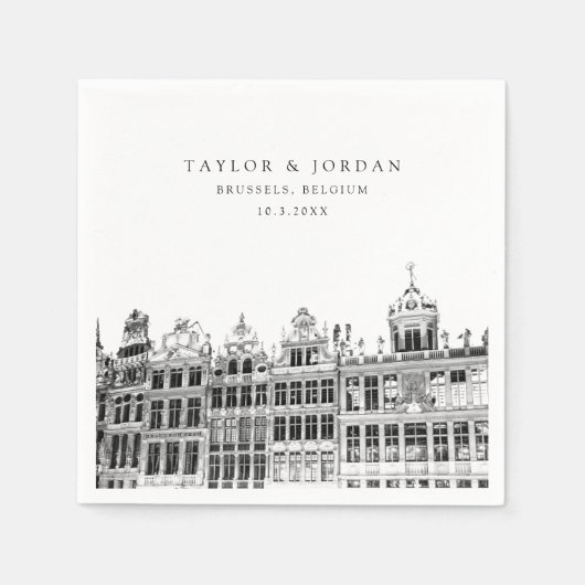 Brussels Wedding Paper Cocktail Napkin Serviette (Vorderseite)