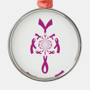 Brust-Krebs-Bewusstsein Art Print Silbernes Ornament