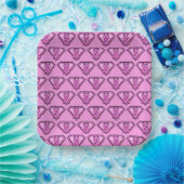 Brust-Krebs-Bewusstsein Diamond Logo Rosa Rosa Pappteller (Party)