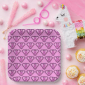 Brust-Krebs-Bewusstsein Diamond Logo Rosa Rosa Pappteller (Party)