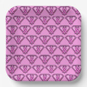 Brust-Krebs-Bewusstsein Diamond Logo Rosa Rosa Pappteller (Vorderseite)