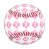 Brust-Krebs-Bewusstsein Ribbon Wasserfarbe Baseball (Rückseite)