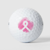 Brust-Krebs-Bewusstsein Ribbon Wasserfarbe Golfball (Vorderseite)