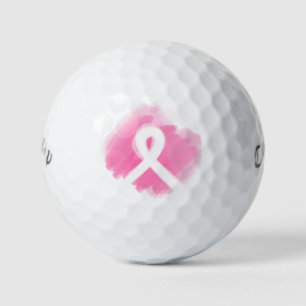 Brust-Krebs-Bewusstsein Ribbon Wasserfarbe Golfball