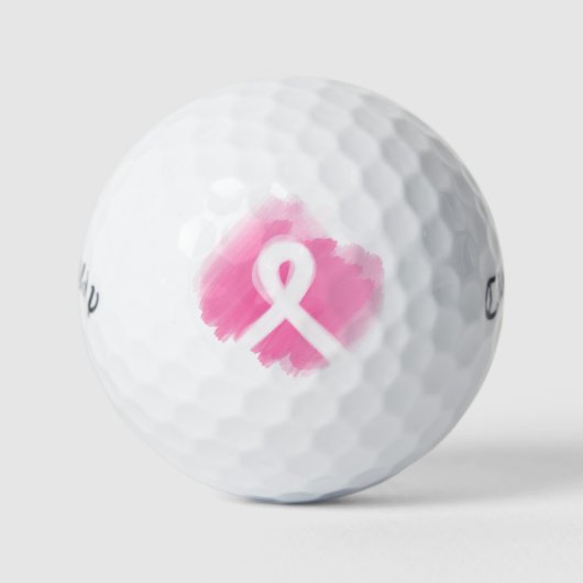 Brust-Krebs-Bewusstsein Ribbon Wasserfarbe Golfball (Vorderseite)