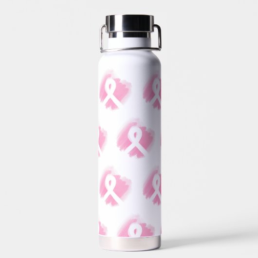 Brust-Krebs-Bewusstsein Ribbon Wasserfarbe Trinkflasche (Rückseite)