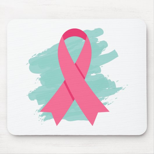 Brust-Krebs-Bewusstsein Rosa Band-Logo Mousepad (Vorne)