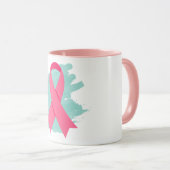 Brust-Krebs-Bewusstsein Rosa Band-Logo Tasse (VorderseiteRechts)