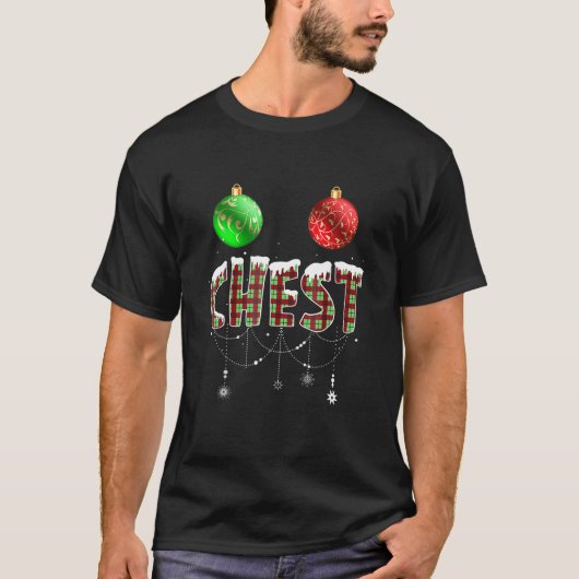 Brust Nüsse Weihnachts Funny Matching Couple Chest T-Shirt (Vorderseite)