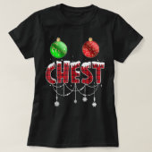Brust Nüsse Weihnachts Funny Matching Couple Chest T-Shirt (Design vorne)