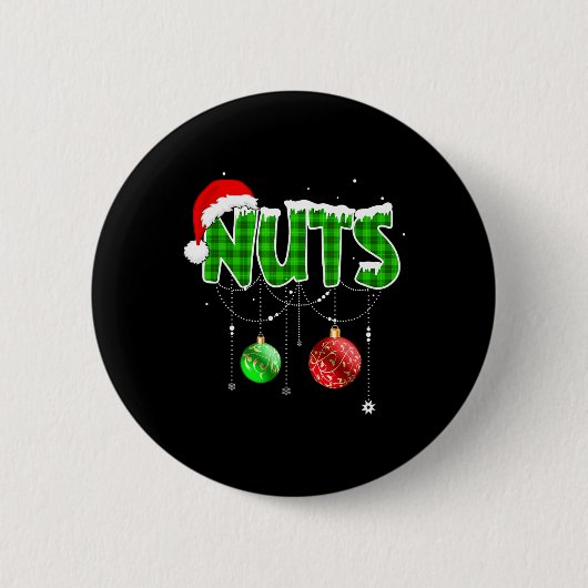 Brust Nuts Spaß Matching Kastanien Weihnachtskuche Button (Vorderseite)