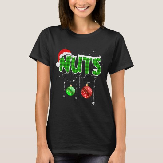 Brust Nuts Spaß Matching Kastanien Weihnachtskuche T-Shirt (Vorderseite)
