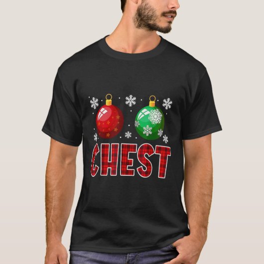 Brust Nuts Spaß Matching Kastanien Weihnachtskuche T-Shirt (Vorderseite)
