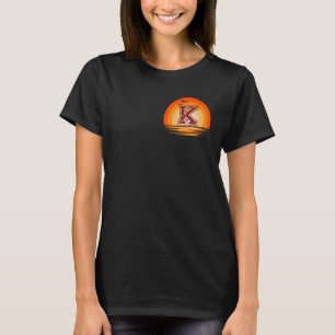 Brust-Patch K Minimalist Vintage Retro Sonnenunter T-Shirt